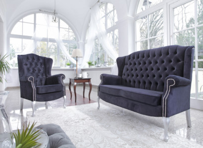 Classic Chesterfield Two-Seater Sofa Couch Upholstered Velvet Couches